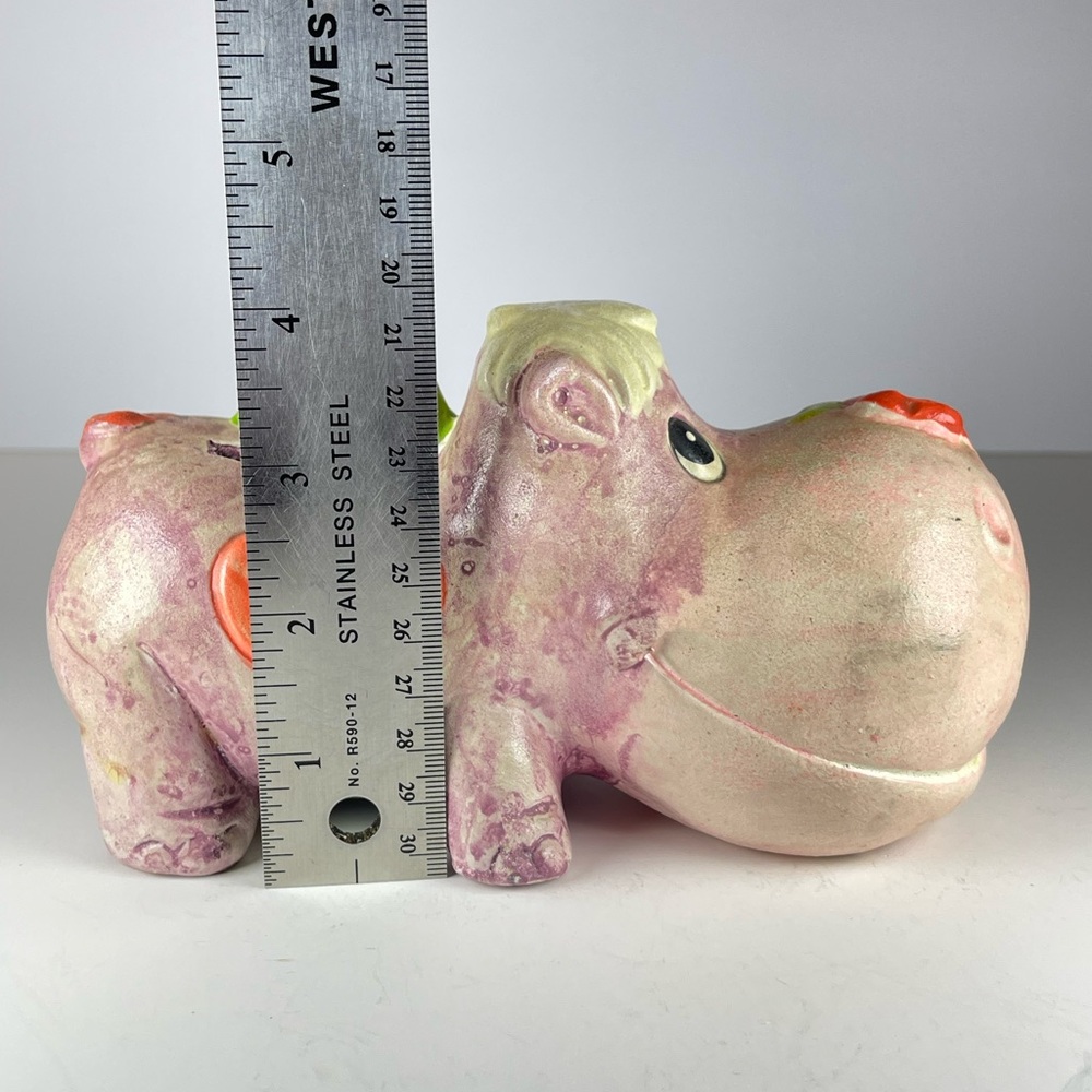 Vintage purple chalkware hippo piggy bank - Picture 12 of 12